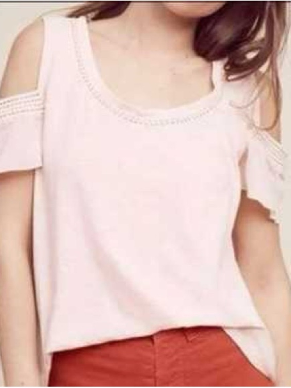 Anthro Akemi+Kin cold shoulder peach top XL